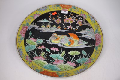 Lot 33 - A 20th century Chinese famille noir charger,...