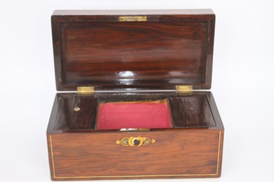 Lot 43 - A 19th century rosewood twin compartment tea...