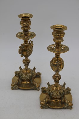 Lot 45 - A pair of 19th century brass table...