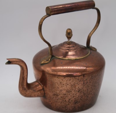 Lot 49 - A large Victorian copper range kettle, h.35cm