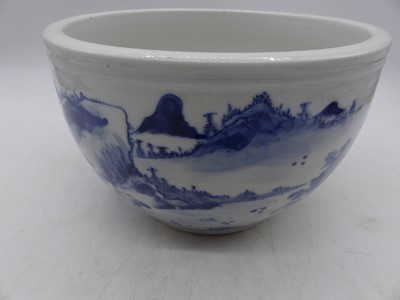 Lot 59 - A Chinese blue and white stoneware jardiniere,...