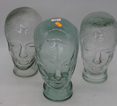 Lot 62 - Three Art Deco style moulded glass milliners...