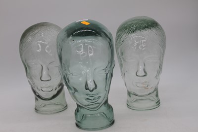 Lot 62 - Three Art Deco style moulded glass milliners...