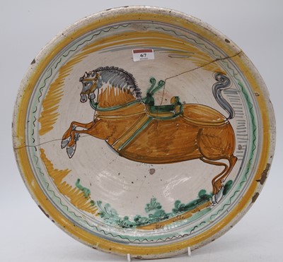 Lot 67 - A tin glazed earthenware bowl, probably 17th...
