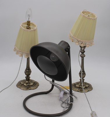 Lot 106 - A pair of modern silvered table lamps;...