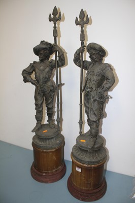 Lot 108 - A pair of 19th century spelter figures, each...