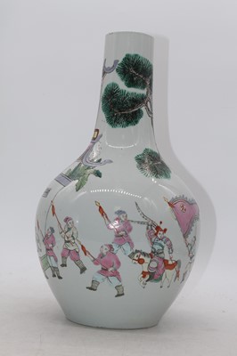 Lot 115 - A Chinese Canton Tianqiuping vase, red enamel...
