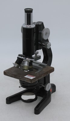 Lot 133 - A 20th century Vet Med monocular microscope, h....
