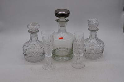 Lot 154 - A pair of crystal mallet shaped decanters,...