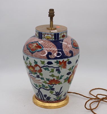 Lot 157 - A 20th century Chinese porcelain table lamp,...