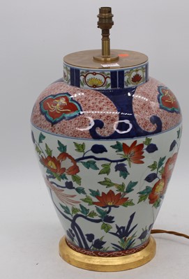 Lot 157 - A 20th century Chinese porcelain table lamp,...