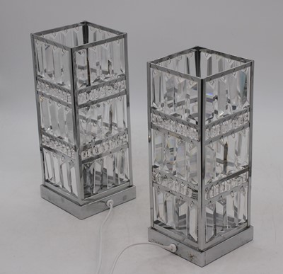 Lot 170 - A pair of cut glass table lamps; together with...