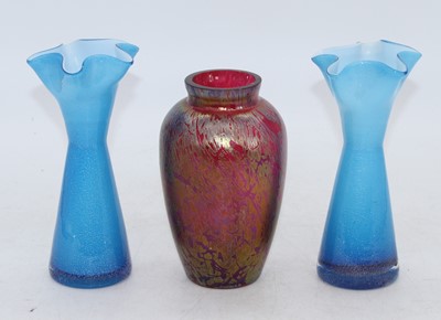 Lot 197 - An iridescent glass vase, h.16cm; together...
