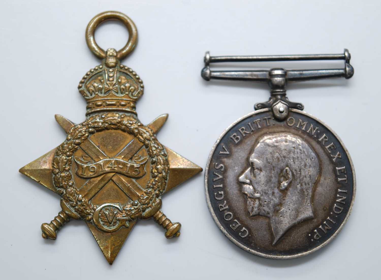 Lot 80 - A WW I 1914-15 Star and British War medal,...