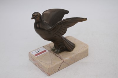 Lot 217 - A pair of Art Deco bronzed models of doves,...