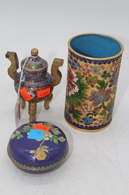 Lot 229 - A Chinese cloisonne enamel cylinder vase,...