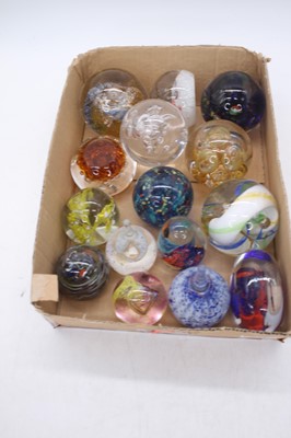 Lot 235 - A collection of fifteen glass paperweights, to...