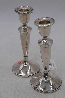 Lot 238 - A pair of George V silver loaded table...