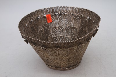 Lot 245 - A Balinese filigree work bowl, h.10cm
