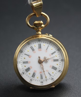 Lot 2635 - A lady's continental 18ct gold cased open face...