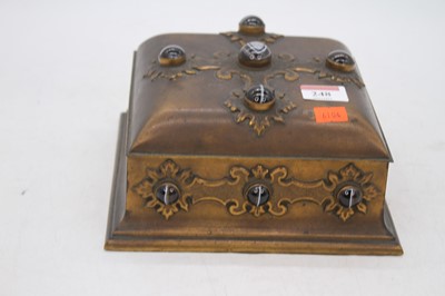 Lot 248 - A Victorian brass box, the lid decorated with...