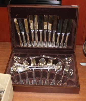 Lot 265 - A silver plated Fiddle pattern canteen of cutlery