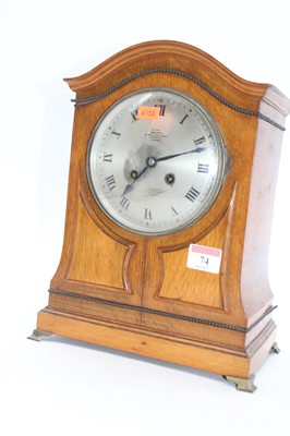Lot 74 - An early 20th century oak cased eight-day...