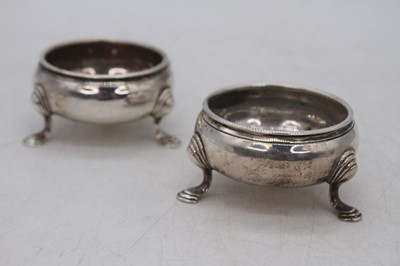 Lot 291 - A pair of silver table salts, marks rubbed, 3.7oz