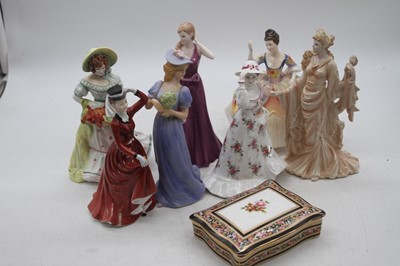 Lot 242 - A collection of bone china figurines to...