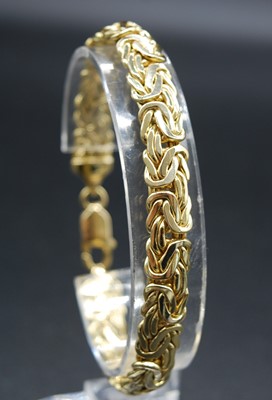 Lot 2698 - A 9ct yellow gold Byzantine link bracelet to...