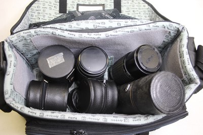 Lot 342 - Eight camera lenses, to inlcude a Sigma Zoom...