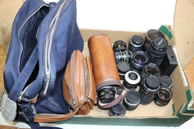 Lot 351 - Sixteen camera lenses, to include a Soligor...