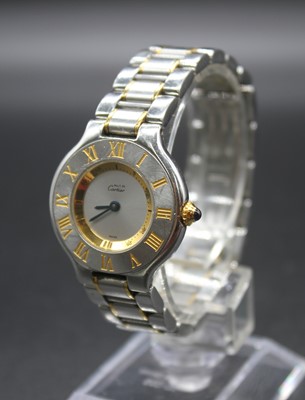 Lot 2643 - A lady's Must de Cartier bi-metal dress watch,...