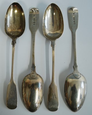 Lot 2155 - A set of four Victorian silver tablespoons, in...