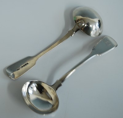 Lot 2141 - A matched pair of antique silver sauce ladles,...