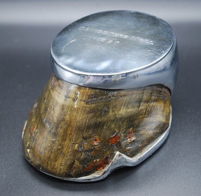 Lot 370 - A 1930's lacquered horse hoof, with chrome...