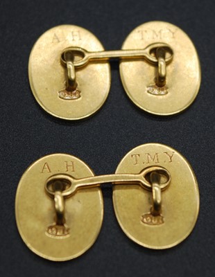 Lot 2664 - A pair of 18ct gold gent's cufflinks, each of...