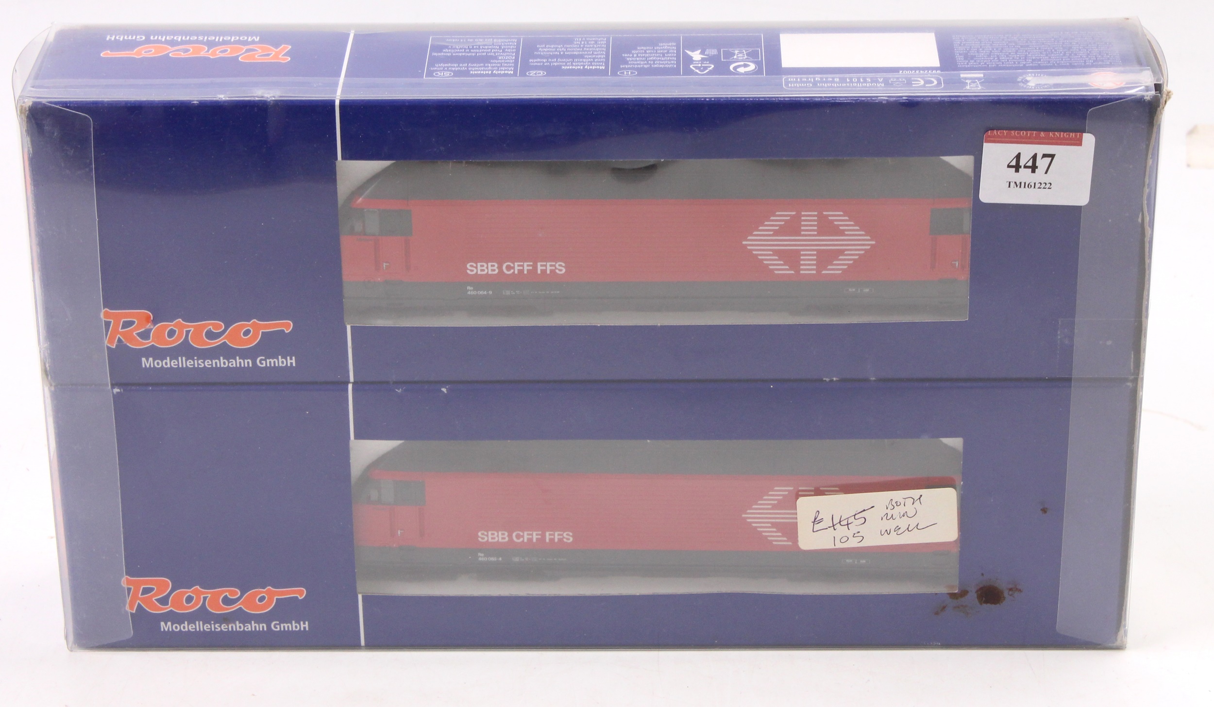 Lot 447 - ROCO HO gauge 62398 SBB 2 x Re 460 locos red