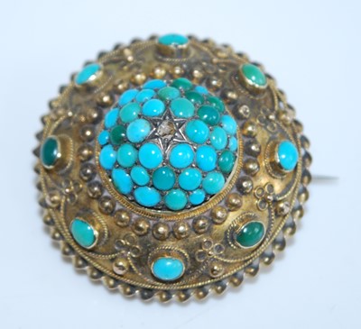 Lot 2733 - A late Victorian yellow metal, turquoise and...