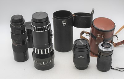 Lot 375 - A collection of camera lenses, to include an...