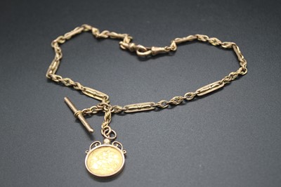 Lot 2791 - A 9ct gold double watch chain having...