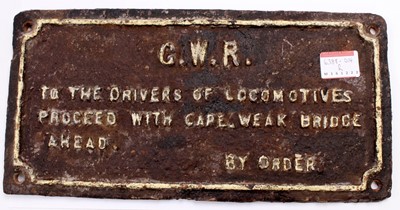 Lot 72 - A reproduction Great Western Railway cast iron...