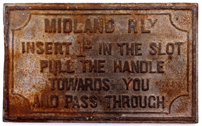 Lot 73 - An original Midland Railway cast iron sign...