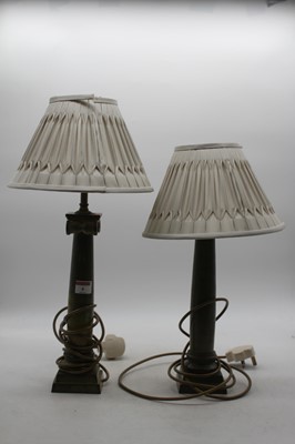 Lot 6 - A pair of bronze alloy table lamps, each...