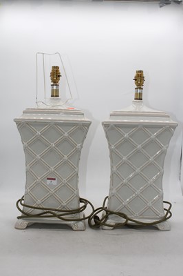 Lot 7 - A pair of modern ceramic table lamps, each of...