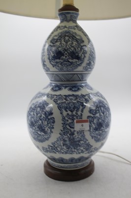 Lot 9 - A modern Chinese style blue & white table lamp...