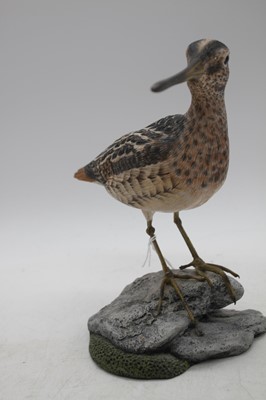 Lot 208 - A carved wooden model of a snipe, signed...