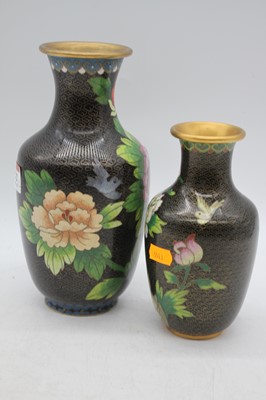 Lot 212 - A set of two Chinese cloisonne enamel vases,...