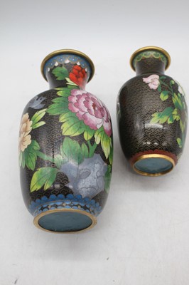 Lot 212 - A set of two Chinese cloisonne enamel vases,...