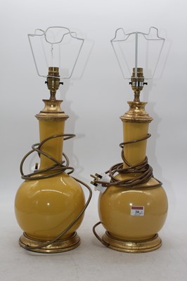 Lot 20 - A pair of contemporary vases, each on a yellow...